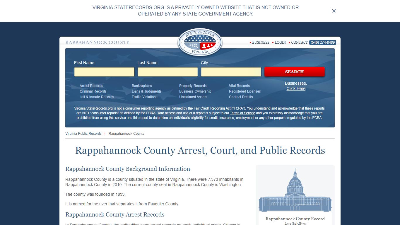 Rappahannock County Arrest, Court, and Public Records