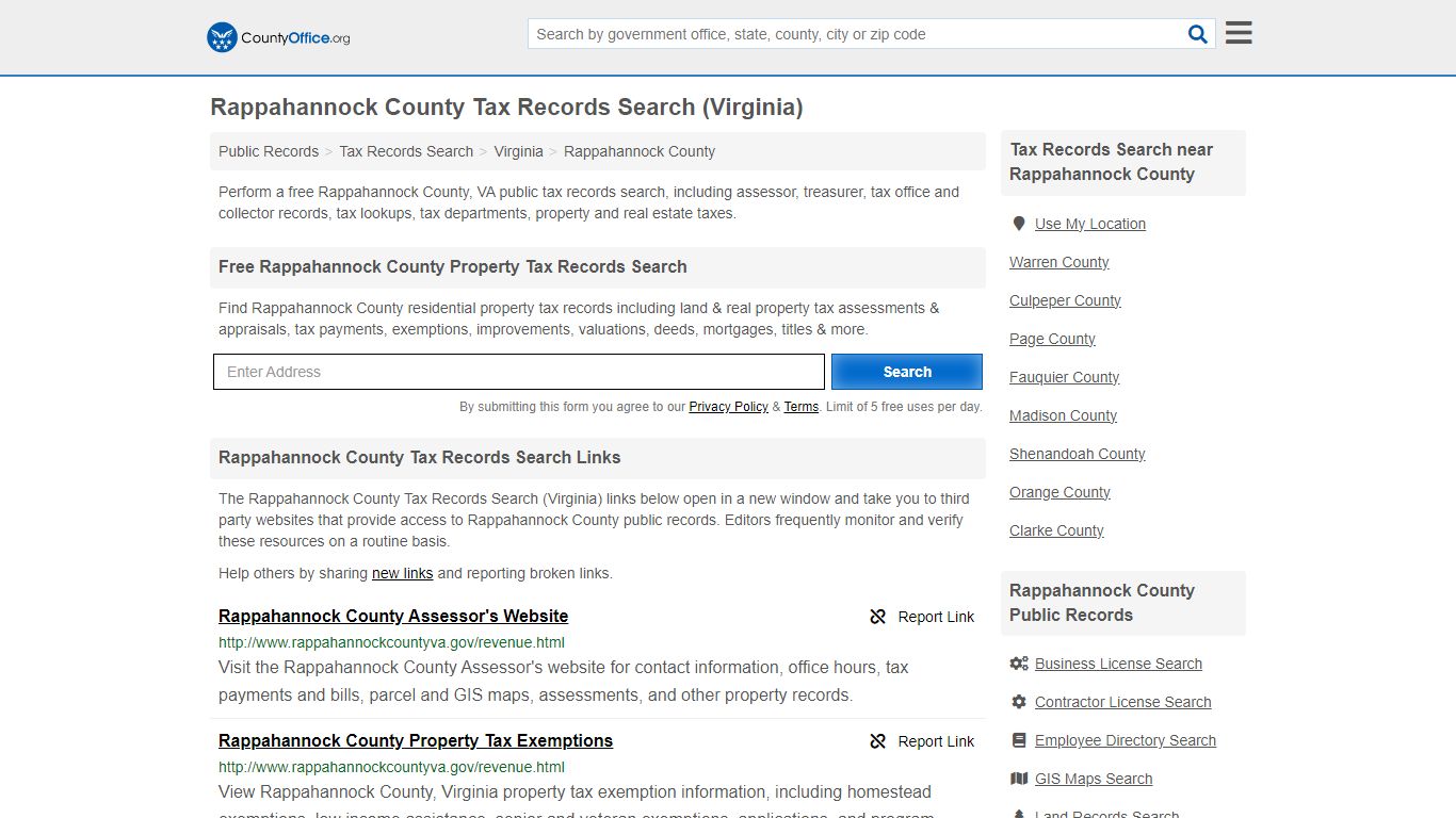 Rappahannock County Tax Records Search (Virginia) - County Office