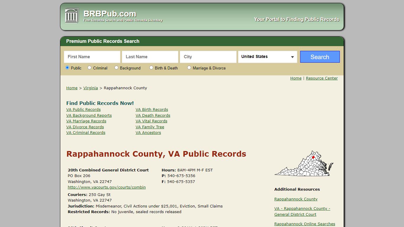 Rappahannock County, VA Public Records - BRB Pub